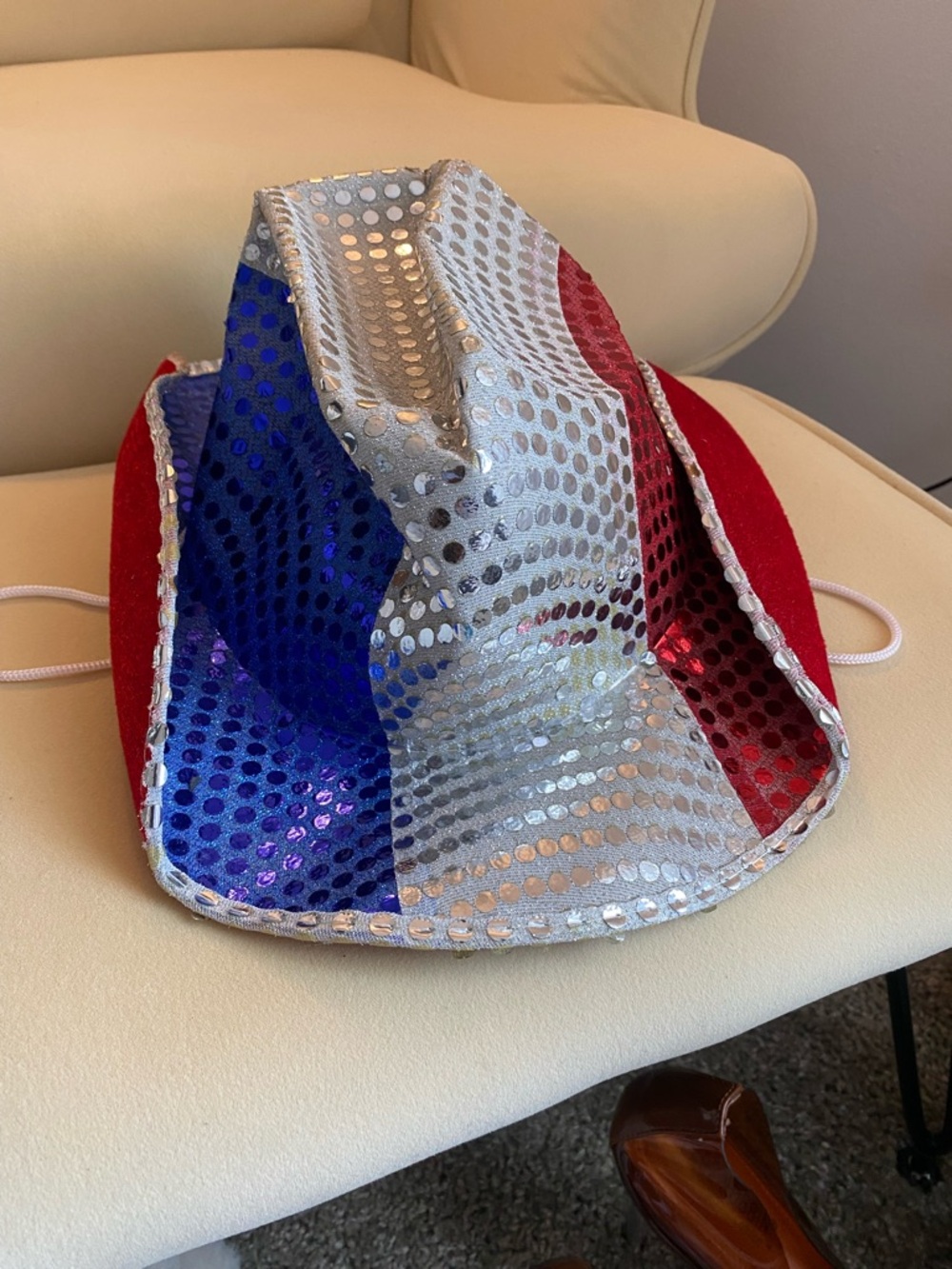 Sequined Red, White & Blue Cowgirl Hat - Women’s Festive Accessory